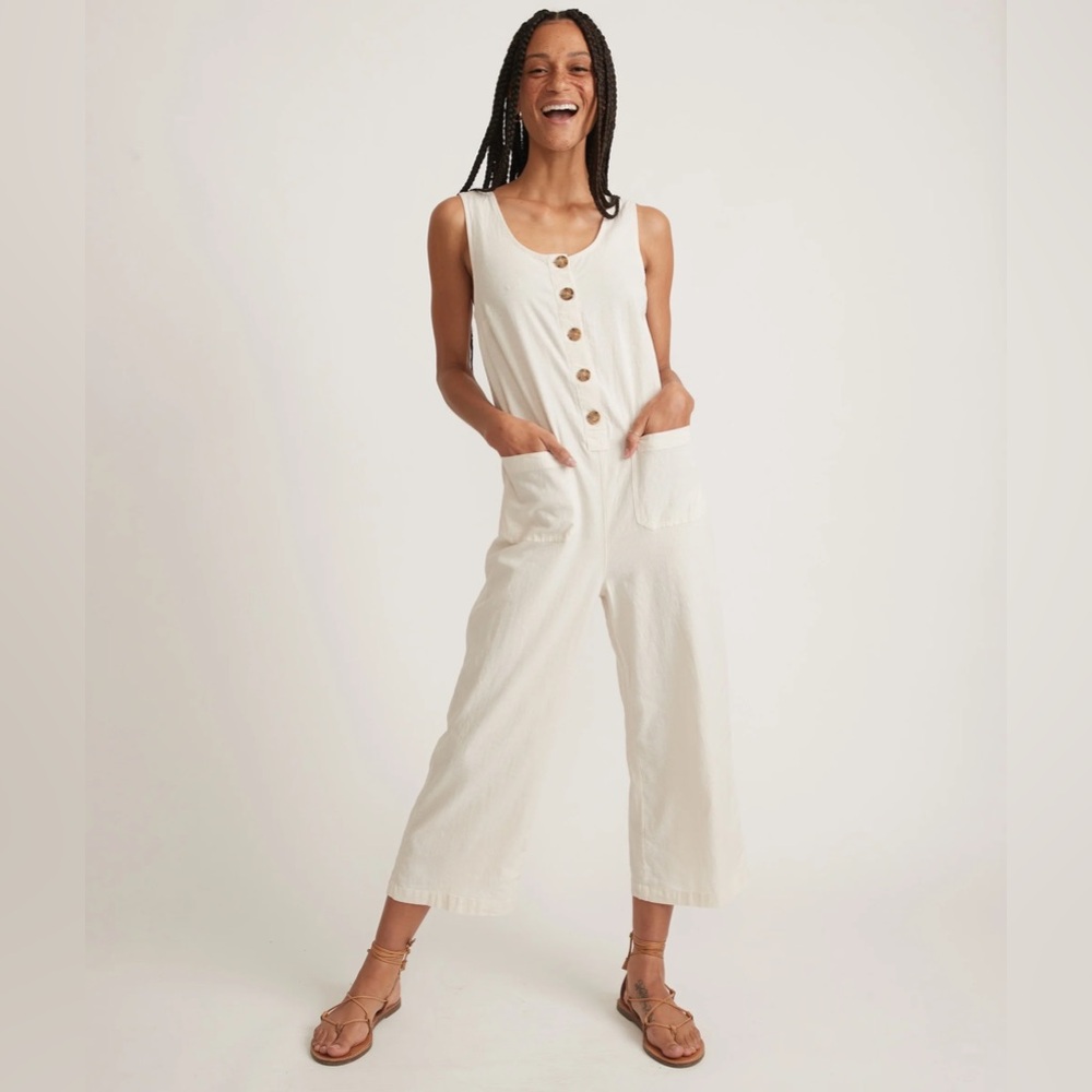 Marine Layer Cream Jumpsuit with Button Detail - Picture 2 of 4